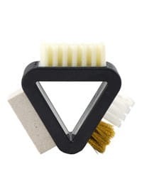 Szczotka 3w1 do zamszu i nubuku gumka, krep, mosiądz + nylon, trójkąt 6,5 cm