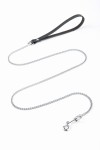 Smycz Łańcuchowa 115cm/5mm łańcuch Chrom rączka Skóra
