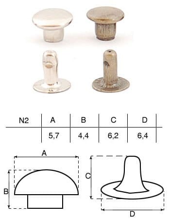 Nit kaletniczy N2 5,7x6,2mm Nity Kapsle 50szt Złote